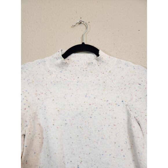 LOFT Women's White Multicolor Speckled Long Sleeve Mock Neck Sweater Size XS - Picture 2 of 7
